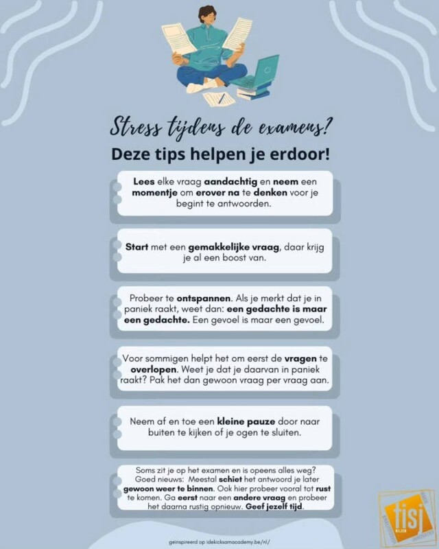 Beste leerlingen,
De examenperiode is aangebroken — een tijd van focus, inzet en doorzettingsvermogen. 💪

Blijf rustig, vertrouw op jezelf en neem ook voldoende pauzes. Vergeet niet: je inzet en groei zijn minstens zo belangrijk als het resultaat. 🌱

We wensen jullie allemaal veel succes. Jullie kunnen dit! 🍀✍️

Succes met de examens!