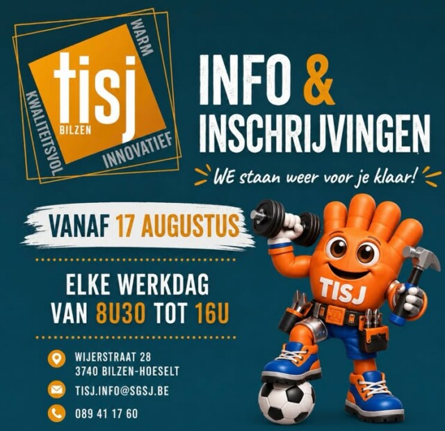🖤 WE STAAN WEER VOOR JE KLAAR! 🧡

Nog op zoek naar een nieuwe school vanaf de 2de graad?
We helpen je graag op weg! 🙌

📅 Vanaf 17 augustus zijn we er weer voor jullie.
🕣 Elke werkdag van 8u30 tot 16u
📍 Wijerstraat 28, 3740 Bilzen-Hoeselt

Wil je meer info of je inschrijven?
📞 089 41 17 60
📧 tisj.info@sgsj.be
Kom gerust langs — we helpen je graag verder! 🧡🖤

#TISJ #Bilzen #inschrijven #inschrijvingen #secundaironderwijslimburg