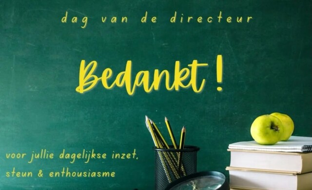 Vandaag zetten we onze directie in het zonnetje! Bedankt voor de betrokkenheid en de dagelijkse inzet voor onze school. Jullie enthousiasme en visie maken het verschil. Fijne Dag van de Directeur! 🌟